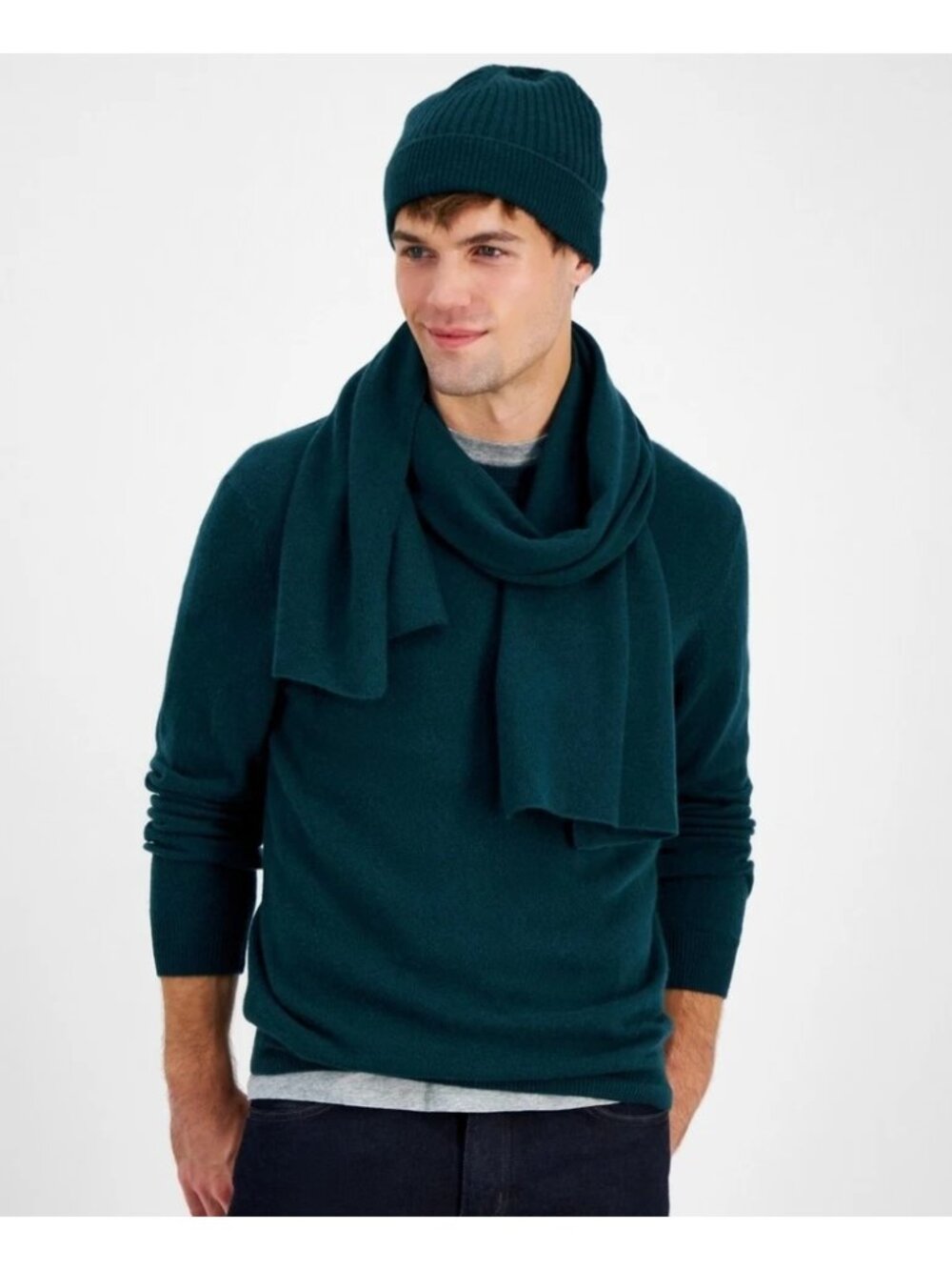 NWT Club Room Cashmere 1/4 Zip Sweater Holly Green Size Large (3) Medium (2)